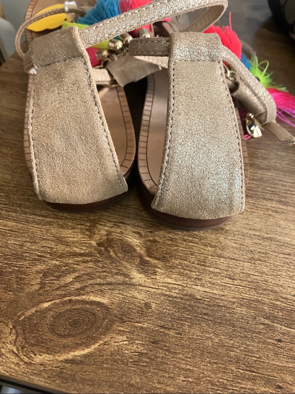 Lilly Pulitzer Gold Sandals with Neon Tassels - Picture 6 of 9